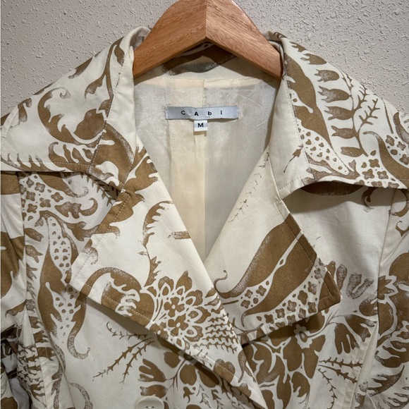 Cabi Wimbledon Courtside Trench Coat Cream/Gold/Brown Cotton/Linen - Picture 4 of 11